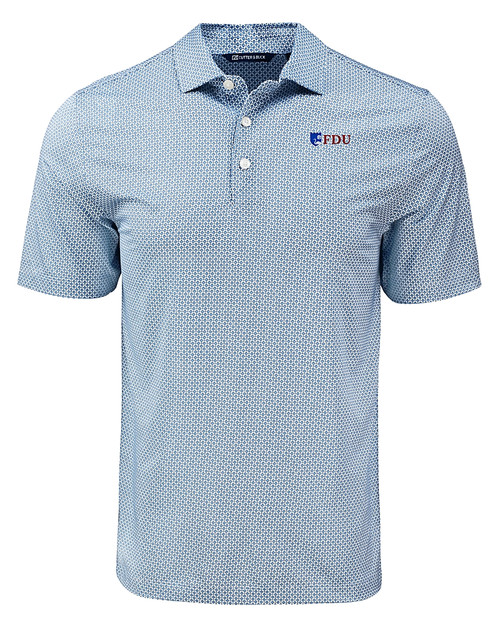 Fairleigh Dickinson Knights Cutter & Buck Pike Eco Diamond Dot Print Recycled Mens Polo NVBU_MANN_HG 