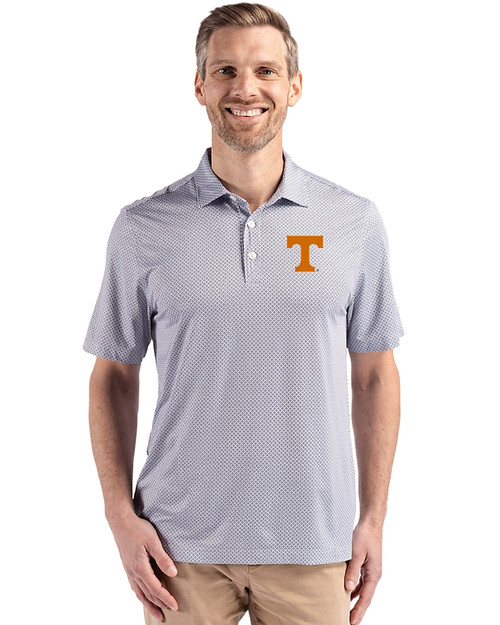 Tennessee Volunteers Cutter & Buck Pike Eco Diamond Dot Print Recycled Mens Polo Black Front