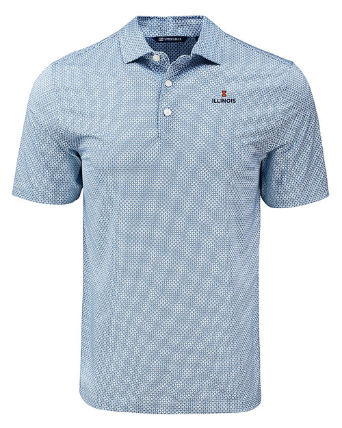 Illinois Fighting Illini Cutter & Buck Pike Eco Diamond Dot Print Recycled Mens Polo NVBU_MANN_HG 