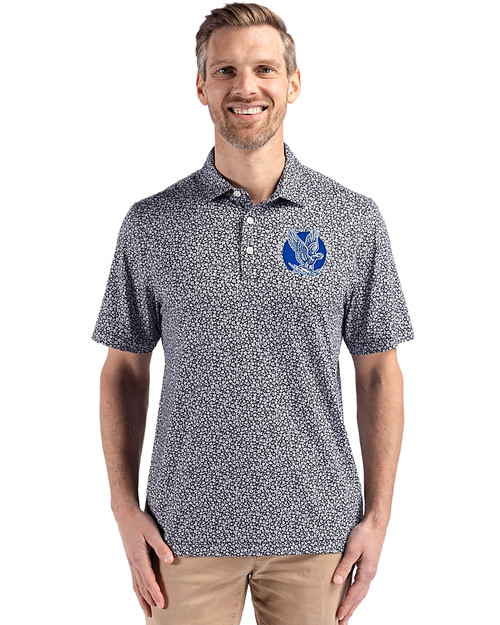 Air Force Falcons College Vault Cutter & Buck Pike Eco Flora Print Recycled Mens Polo Black Front