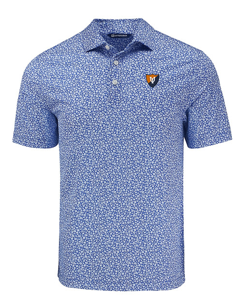 Illinois Fighting Illini College Vault Cutter & Buck Pike Eco Flora Print Recycled Mens Polo CEN_MANN_HG 
