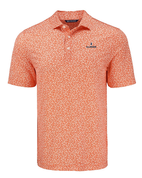 Illinois Fighting Illini Cutter & Buck Pike Eco Flora Print Recycled Mens Polo CLO_MANN_HG 