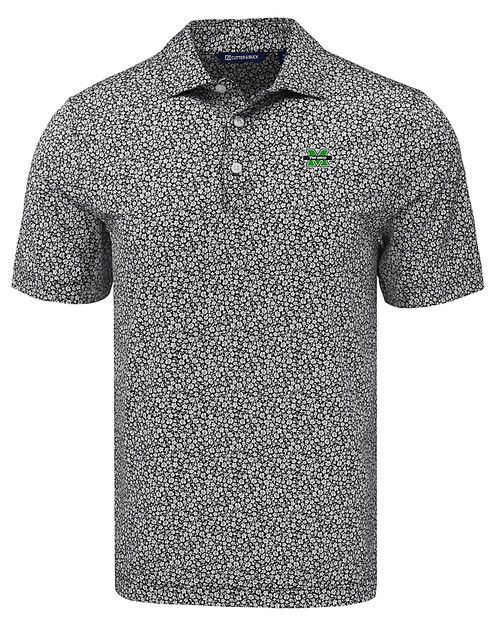 Marshall Thundering Herd Cutter & Buck Pike Eco Flora Print Recycled Mens Polo BL_MANN_HG 