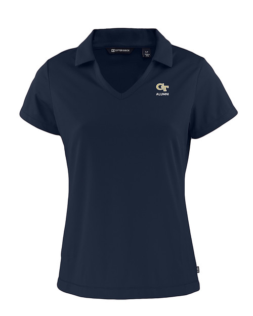 Georgia Tech Yellow Jackets Alumni Cutter & Buck Daybreak Recycled Womens V-Neck Polo Navy Blue Mannequin