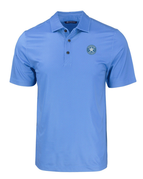 Houston Astro Mono Cutter & Buck Pike Eco Tonal Geo Print Stretch Recycled Mens Polo ALS_MANN_HG 1