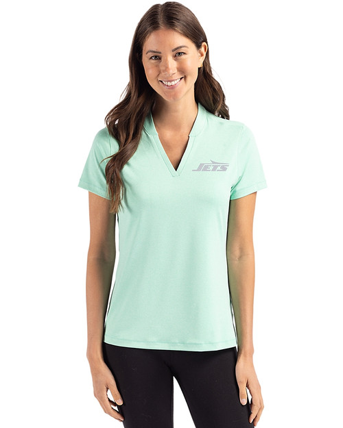 New York Jets Mono Cutter & Buck Forge Eco Heathered Stretch Womens Blade Top FMH_PRO_HG 