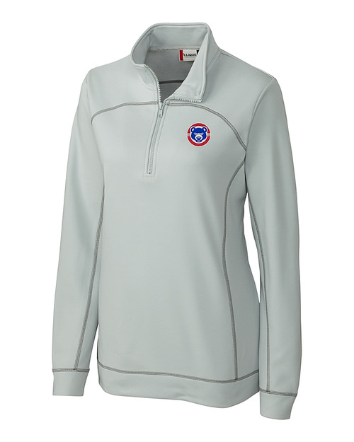 South Bend Cubs Clique Helsa  Performance Womens Half Zip Pullover Sweatshirt Light Grey Mannequin