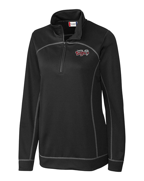 Lansing Lugnuts Clique Helsa  Performance Womens Half Zip Pullover Sweatshirt Black Mannequin