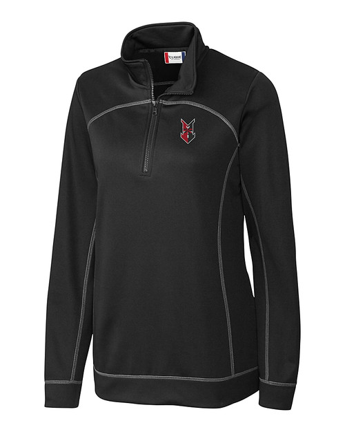 Indianapolis Indians Clique Helsa  Performance Womens Half Zip Pullover Sweatshirt Black Mannequin