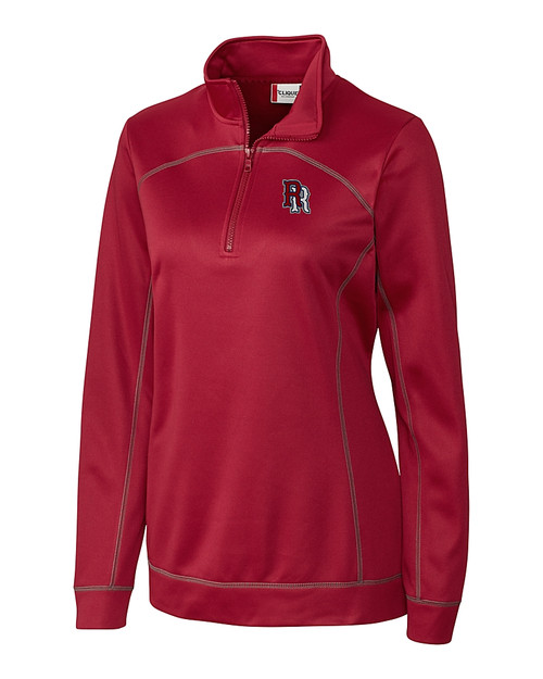 Round Rock Express Clique Helsa Performance Knit Womens Half Zip
 Darkest Red Mannequin