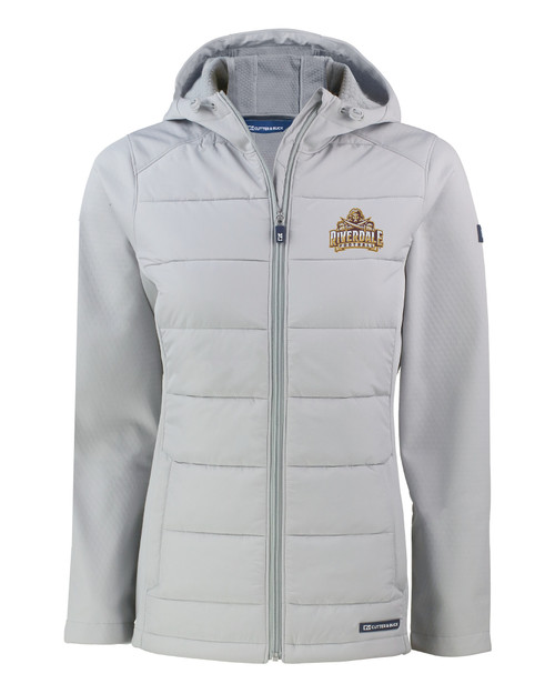 Riverdale High School Cutter & Buck Evoke Recycled Honeycomb Fleece Womens Hybrid Full Zip Jacket CONCRETE Mannequin