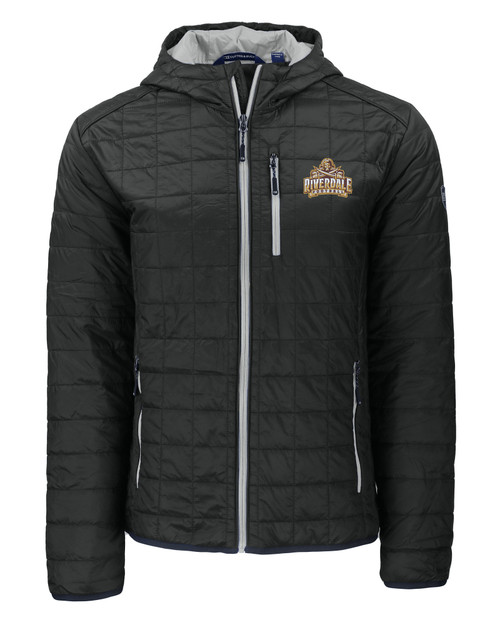 Riverdale High School Cutter & Buck Rainier Primaloft Eco Mens Full Zip Hooded Jacket BL_MANN_HG 1