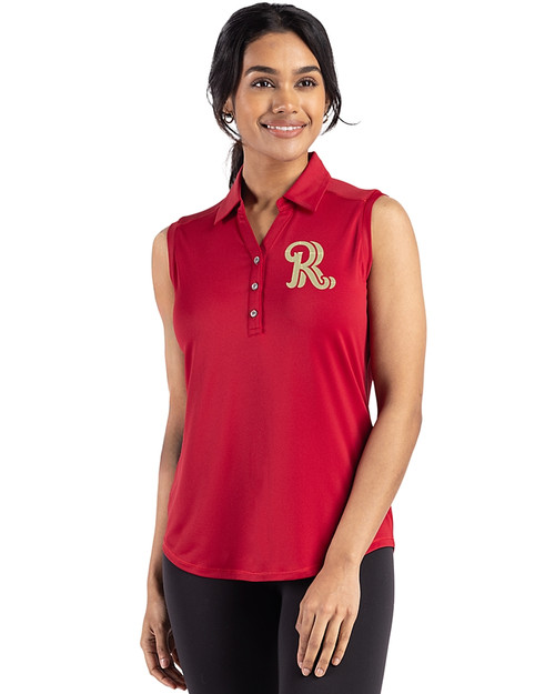 Frisco RoughRiders Cutter & Buck Forge Eco Stretch Recycled Womens Sleeveless Polo Cardinal Red Front