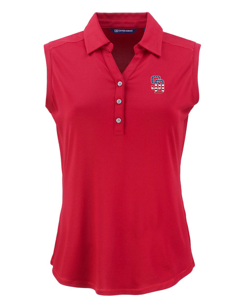 San Diego Padres Stars & Stripes Cutter & Buck Forge Eco Stretch Recycled Womens Sleeveless Polo CDR_MANN_HG 1