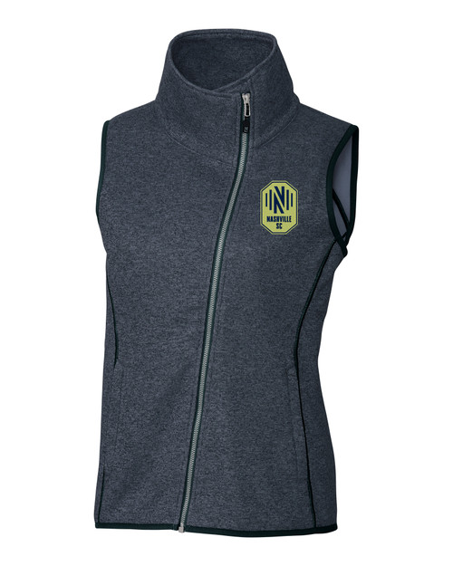 Nashville SC Cutter & Buck Mainsail Sweater Knit Womens Asymmetrical Vest LNH_MANN_HG 1