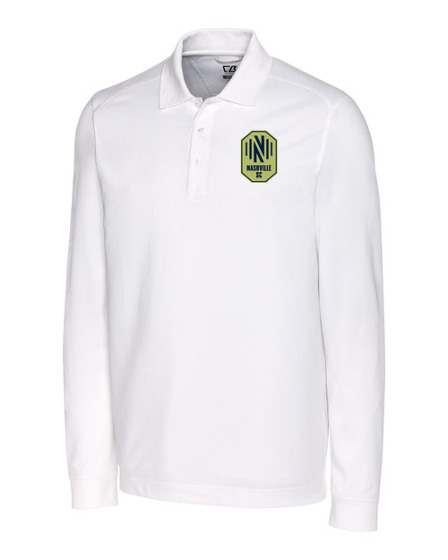 Nashville SC Cutter & Buck Advantage Eco Tri-Blend Pique Mens Long Sleeve Polo WH_MANN_HG 1