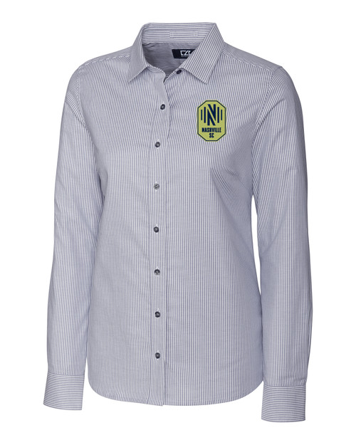 Nashville SC Cutter & Buck Stretch Oxford Stripe Womens Long Sleeve Dress Shirt CC_MANN_HG 1