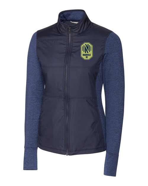 Nashville SC Cutter & Buck Stealth Hybrid Quilted Womens Full Zip Windbreaker Jacket LYN_MANN_HG 1