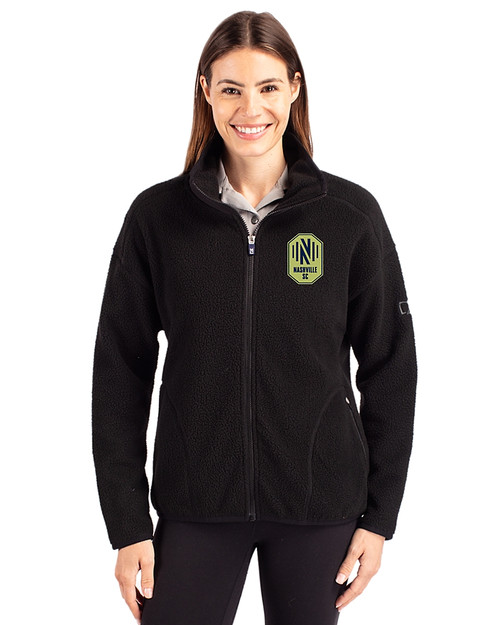 Nashville SC Cutter & Buck Cascade Eco Fleece Womens Full Zip Jacket Black Front