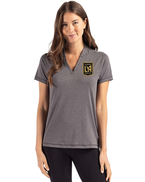 LAFC Cutter & Buck Forge Eco Heathered Stretch Womens Blade Top Dark Black Heather Front