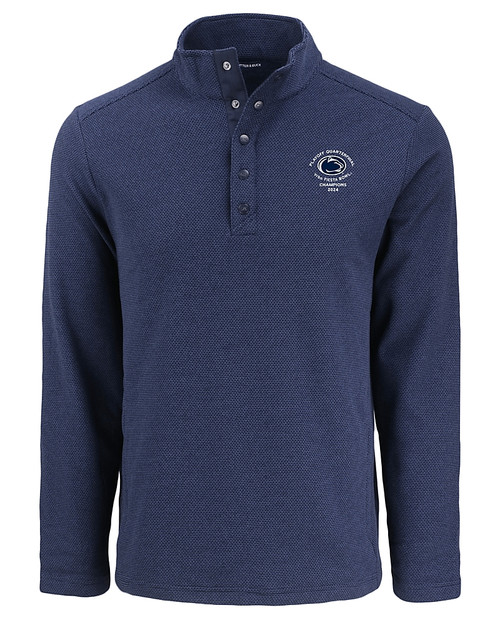 Penn State Nittany Lions College Football Playoff 2024 Fiesta Bowl Champions Cutter & Buck Hunts Point Eco Textured Fleece Recycled Mens Snap Pullover NVBU_MANN_HG 