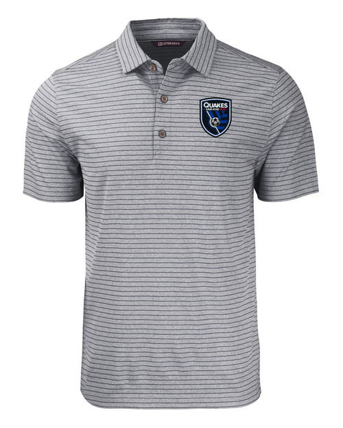 San Jose Earthquakes Cutter & Buck Forge Eco Heather Stripe Stretch Recycled Mens Big & Tall Polo BLH_MANN_HG 1