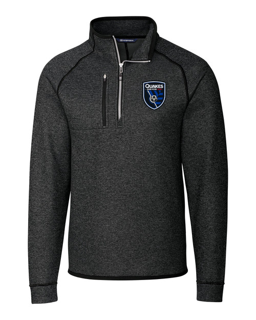 San Jose Earthquakes Cutter & Buck Mainsail Sweater-Knit Mens Big and Tall Half Zip Pullover Jacket CCH_MANN_HG 1