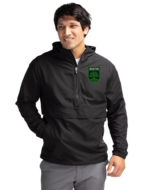 Austin FC - Cutter & Buck Charter Eco Recycled Mens Anorak Jacket Black Front