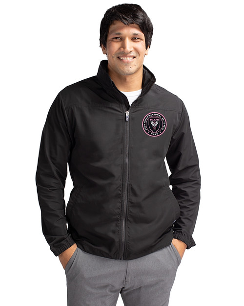 Inter Miami CF Cutter & Buck Charter Eco Recycled Mens Full-Zip Jacket Black Front