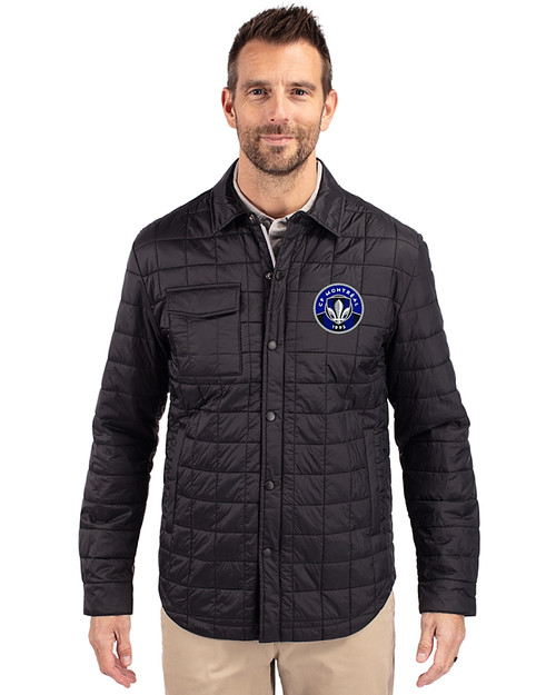CF Montréal Cutter & Buck Rainier Recycled Insulated Puffer Mens Full Zip Shirt Jacket Black Front
