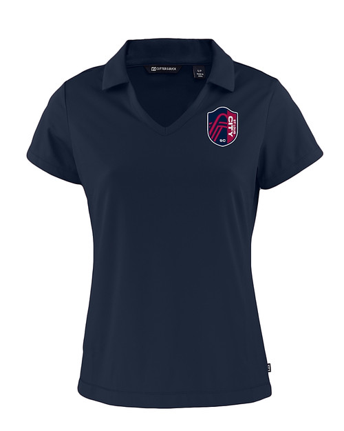 St. Louis City SC Cutter & Buck Daybreak Eco Recycled Womens V-neck Polo Navy Blue Mannequin