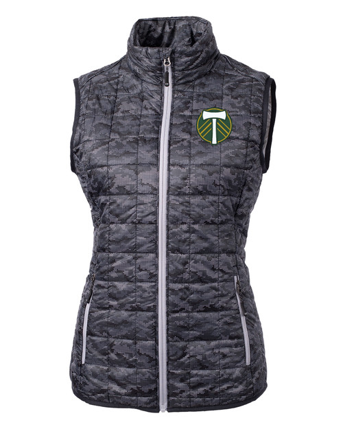 Portland Timbers Cutter & Buck Rainier PrimaLoft® Womens Eco Insulated Full Zip Printed Puffer Vest BL_MANN_HG 1