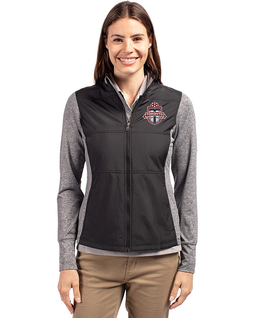 Toronto FC Cutter & Buck Stealth Hybrid Quilted Womens Full Zip Windbreaker Jacket Black Front