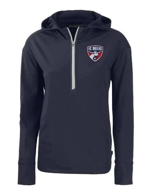 FC Dallas Cutter & Buck Daybreak Eco Recycled Womens Half Zip Hoodie NVBU_MANN_HG 1