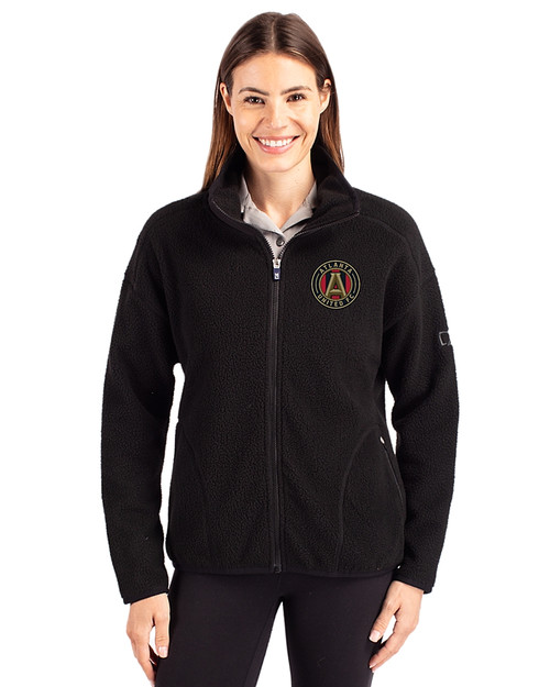 Atlanta United FC - Cutter & Buck Cascade Eco Fleece Womens Full Zip Jacket Black Front