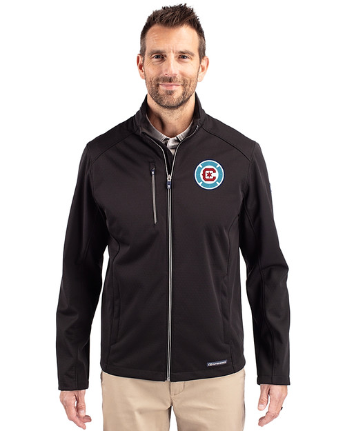 Chicago Fire FC Cutter & Buck Evoke Softshell Recycled Full Zip Mens Jacket Black Front