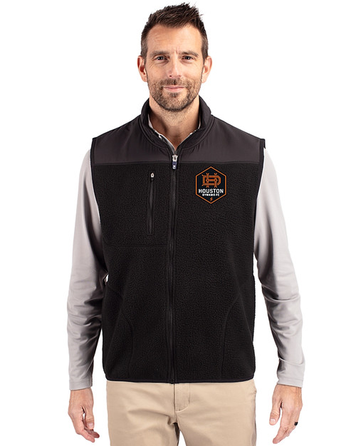 Houston Dynamo FC Cutter & Buck Cascade Eco Fleece Mens Vest Black Front