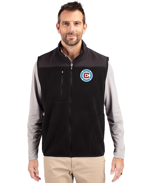 Chicago Fire FC Cutter & Buck Cascade Eco Fleece Mens Vest Black Front