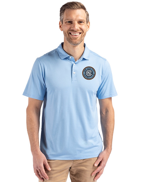 New York City FC Cutter & Buck Coastline Epic Comfort Recycled Mens Polo Atlas Light Blue Front