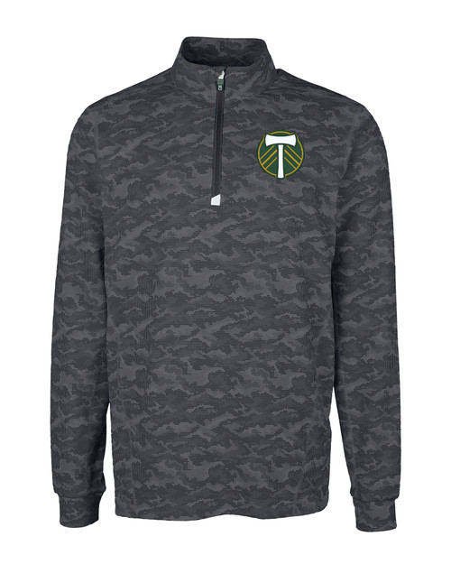 Portland Timbers Cutter & Buck Traverse Stretch Eco Camo Print Quarter Zip Mens Big and Tall Pullover BL_MANN_HG 1