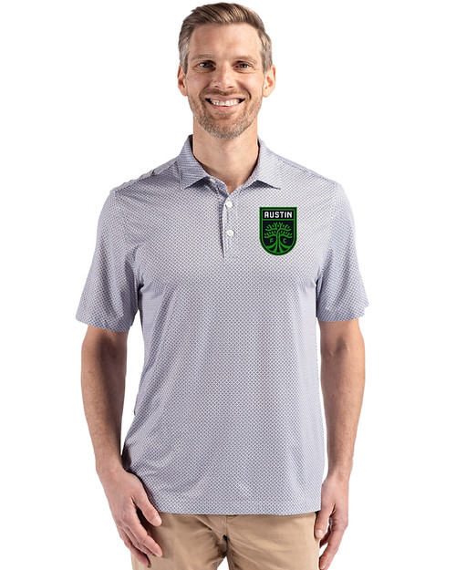 Austin FC - Cutter & Buck Pike Eco Diamond Dot Print Recycled Mens Big & Tall Polo Black Front