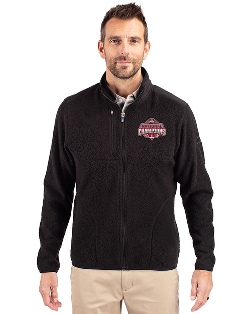 Ohio State Buckeyes 2024 CFP National Champions Cutter & Buck Cascade Eco Sherpa Mens Big & Tall Fleece Jacket Black Front