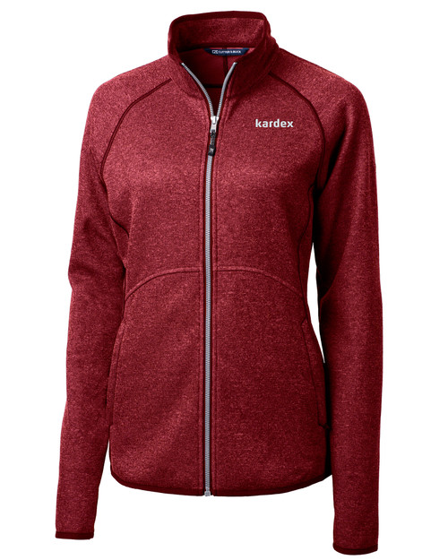 Kardex Cutter & Buck Mainsail Sweater-Knit Womens Full Zip Jacket Cardinal Red Heather Mannequin