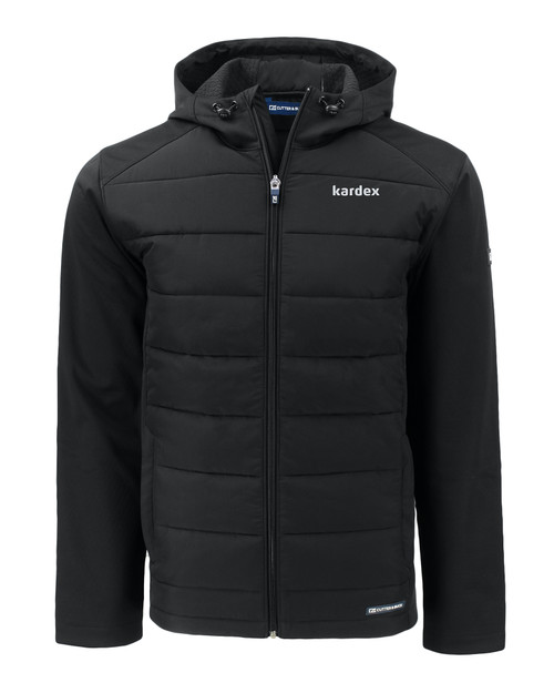Kardex Cutter & Buck Evoke Hybrid Eco Softshell Recycled Full Zip Mens Big & Tall Hooded Jacket BL_MANN_HG 1