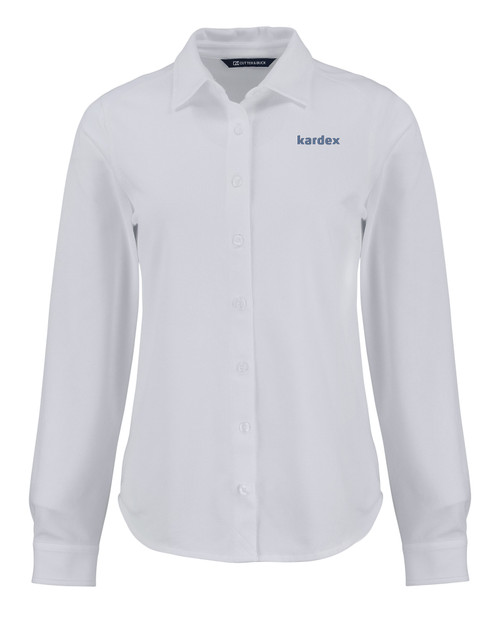 Kardex - Cutter & Buck Advantage Tri-Blend Eco Soft Pique Long Sleeve Knitted Womens Button Up WH_MANN_HG 1