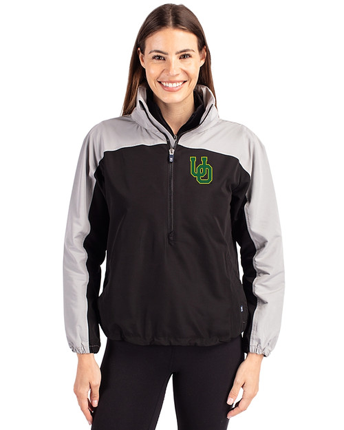 Oregon Ducks- Cutter & Buck Charter Eco Recycled Womens Anorak Jacket BLPO_PRO_HG 