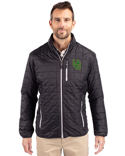 Oregon Ducks- Cutter & Buck Rainier PrimaLoft®  Mens Big and Tall Eco Insulated Puffer Jacket Black Front