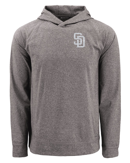 San Diego Padres Mono Cutter & Buck Adapt Knit Recycled Mens Heathered Hooded Pullover BLH_MANN_HG 1