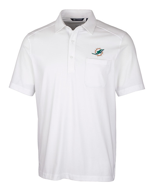 Miami Dolphins Cutter & Buck Advantage Tri-Blend Jersey Mens Pocket Polo White Mannequin