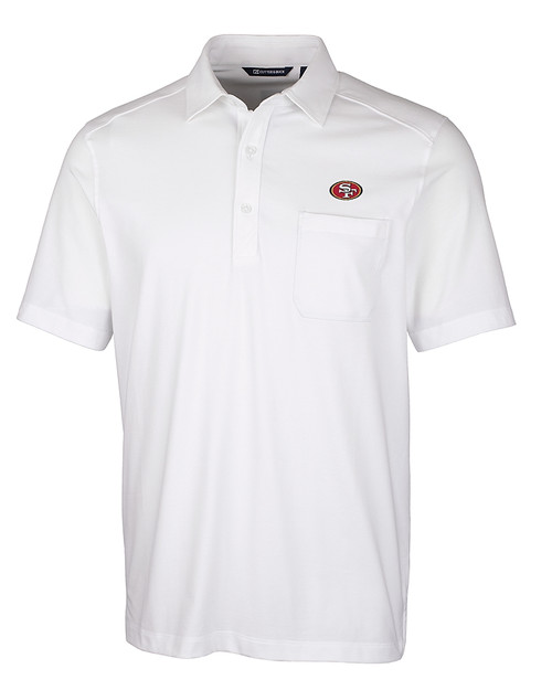 San Francisco 49ers Cutter & Buck Advantage Tri-Blend Jersey Mens Pocket Polo White Mannequin